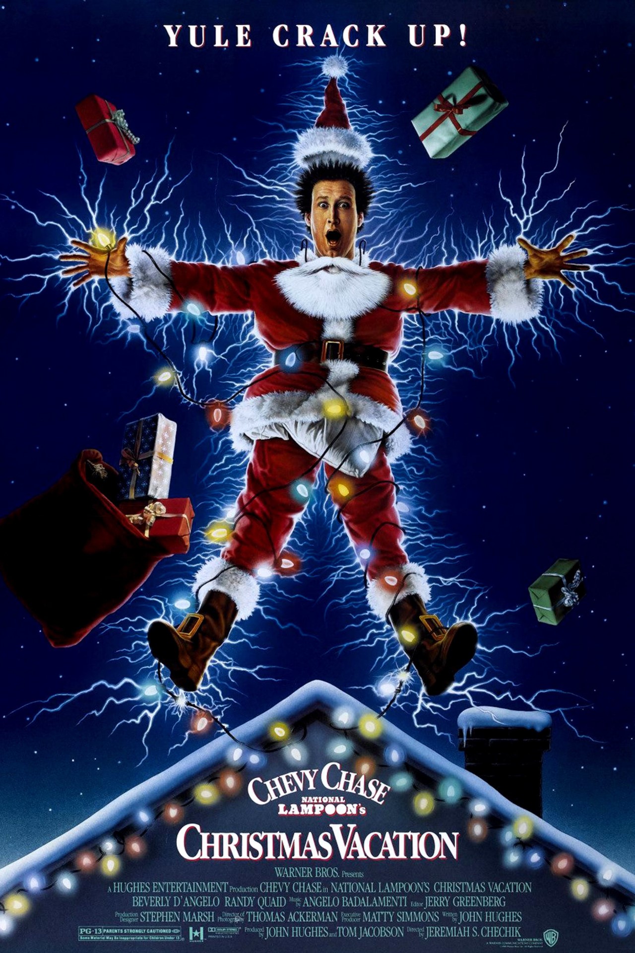 A movie poster of National Lampoon's Christmas Vacation. Starring .
