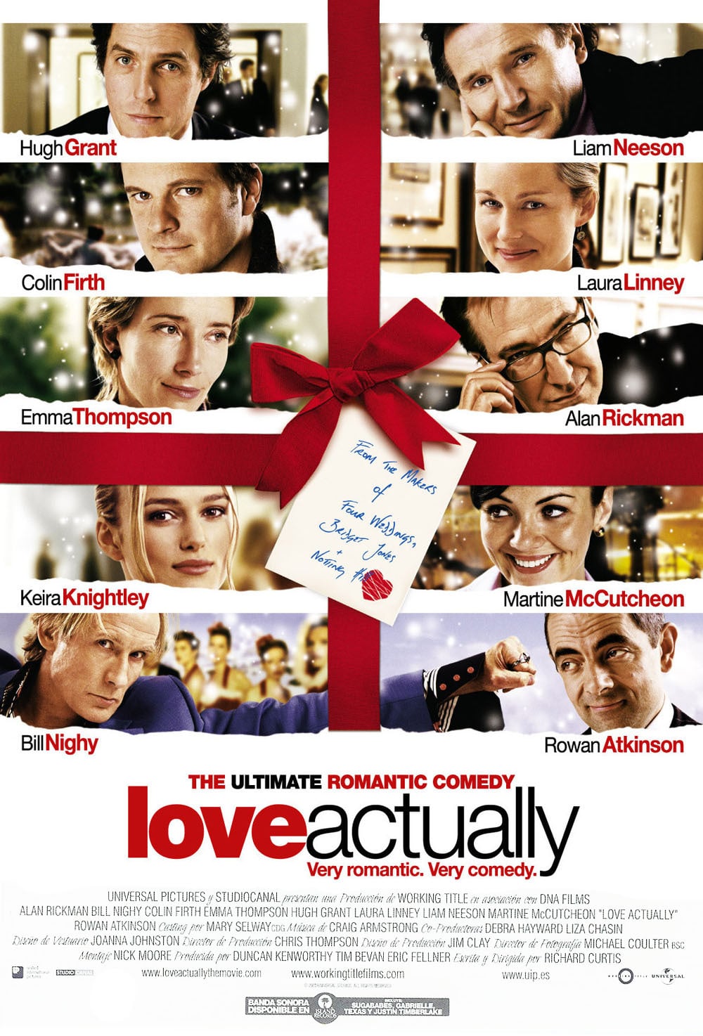 A movie poster of Love Actually. Starring .