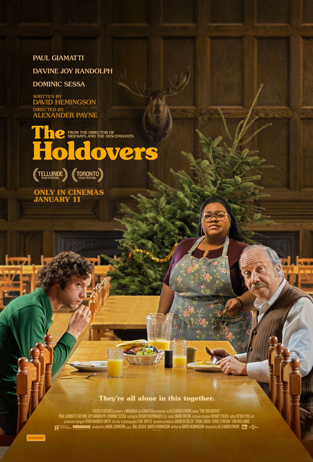 A movie poster of The Holdovers. Starring .