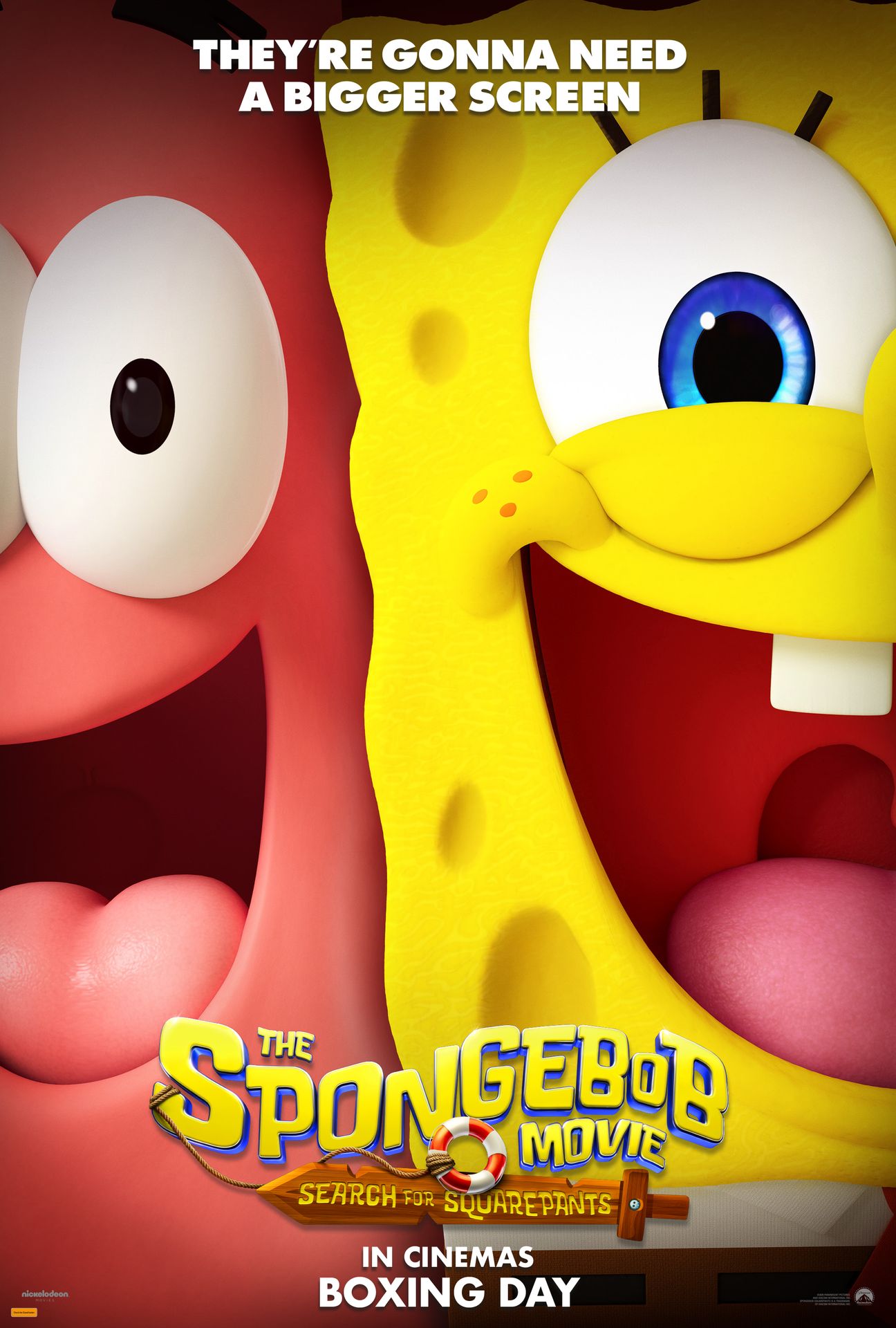A movie poster of The SpongeBob Movie: Search for Squarepants. Starring Arturo Castro (XII),Bill Fagerbakke,Carolyn Lawrence,Clancy Brown,Mark Hamill,Mr. Lawrence,Regina Hall,Rodger Bumpass,Sherry Cola,Tom Kenny. Release date 26 12 2025.