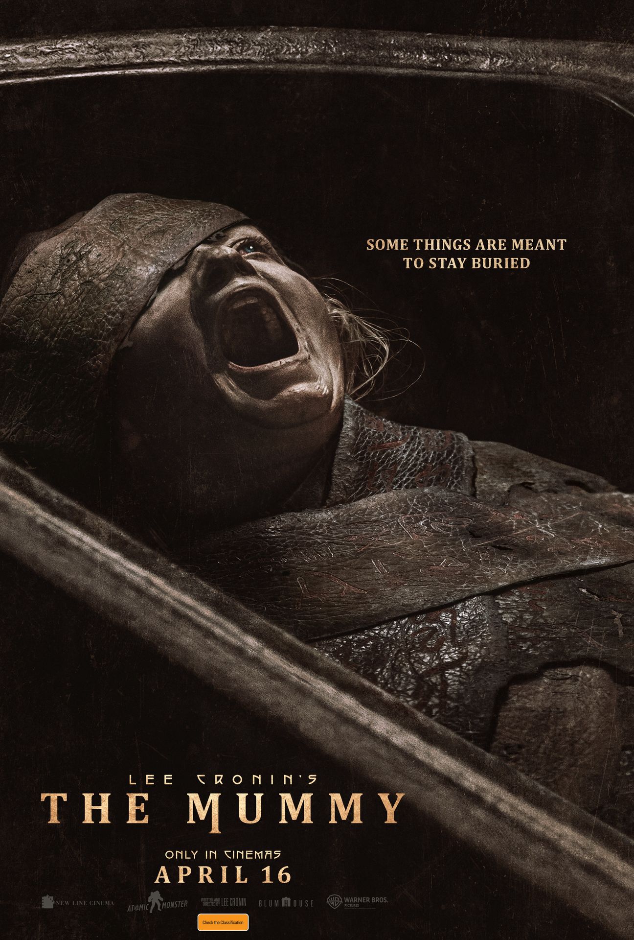 A movie poster of Lee Cronin's The Mummy. Starring May Calamawy, Laia Costa, Veronica Falcón, Natalie Grace, Jack Reynor. Release date 16 04 2026.