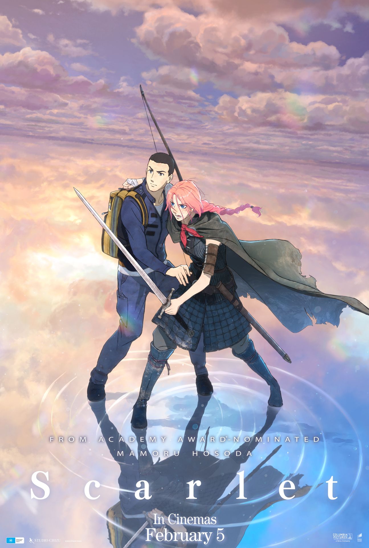 A movie poster of Scarlet. Starring Kazuhiro Yamaji,Koji Yakusho,Kotaro Yoshida,Mana Ashida,Masachika Ichimura,Masaki Okada,Munetaka Aoki,Shôta Sometani,Yuki Saito,Yutaka Matsushige. Release date 05 02 2026.