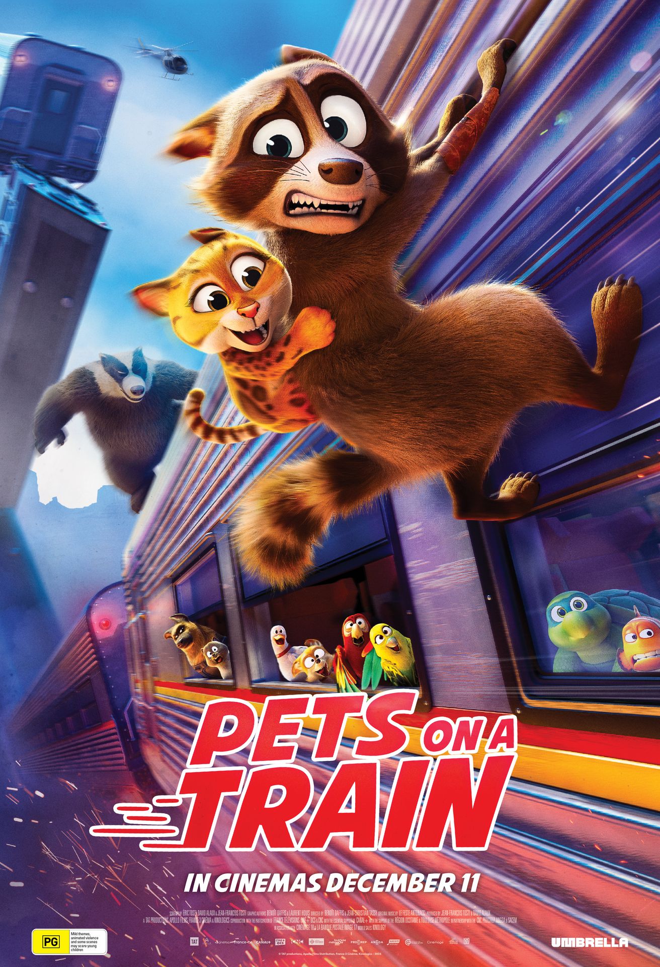A movie poster of Pets on a Train.