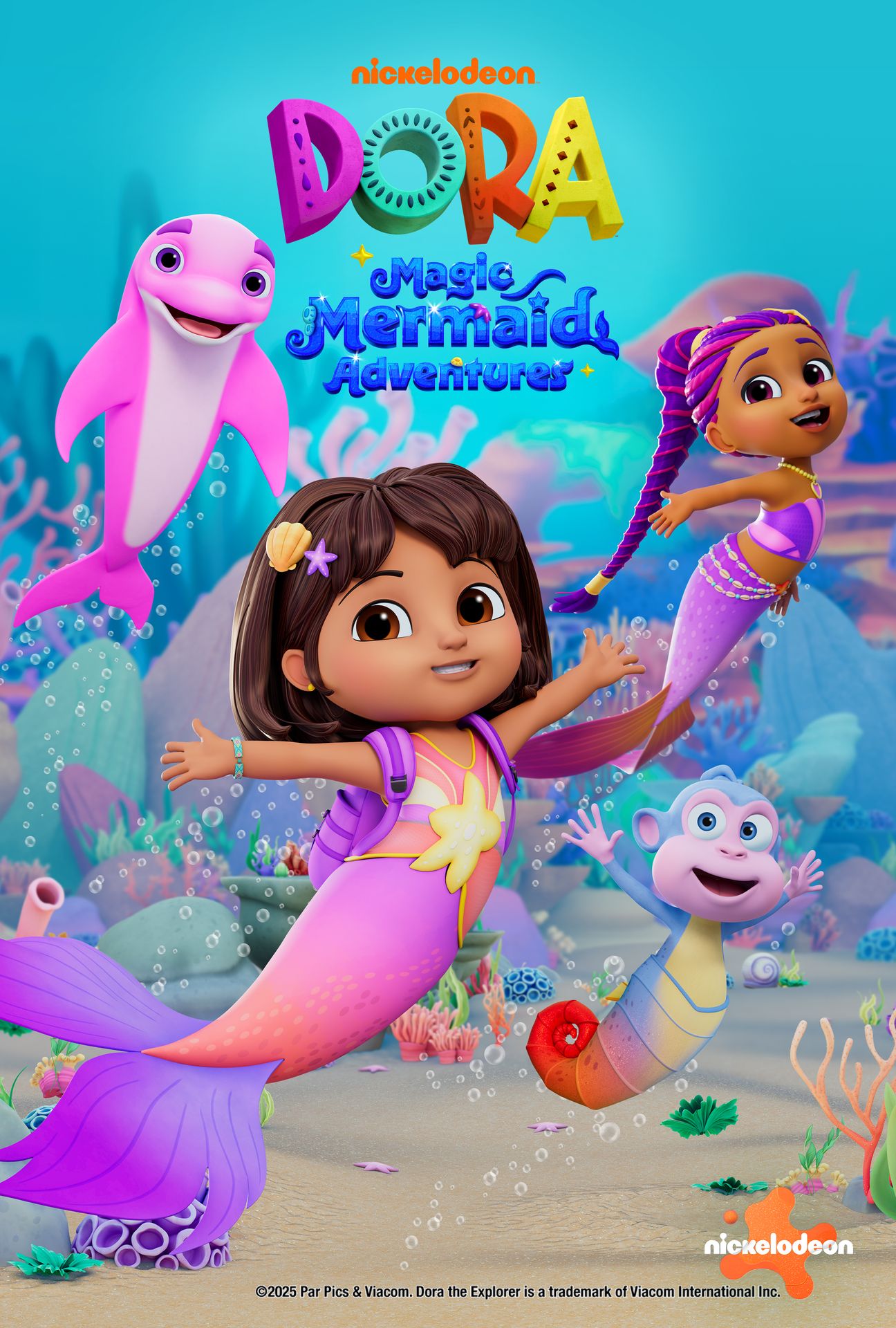 A movie poster of Dora: Magic Mermaid Adventures. Starring . Release date 18 09 2025.
