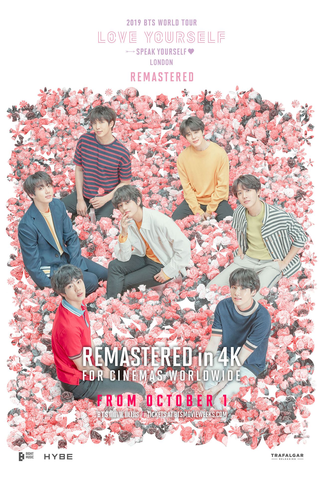 A movie poster of BTS 2019 'Speak Yourself' London Remastered. Starring . Release date 01 10 2025.