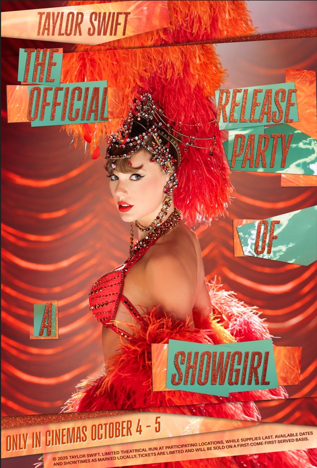 A movie poster of Taylor Swift: Release Party of a Showgirl. Starring .