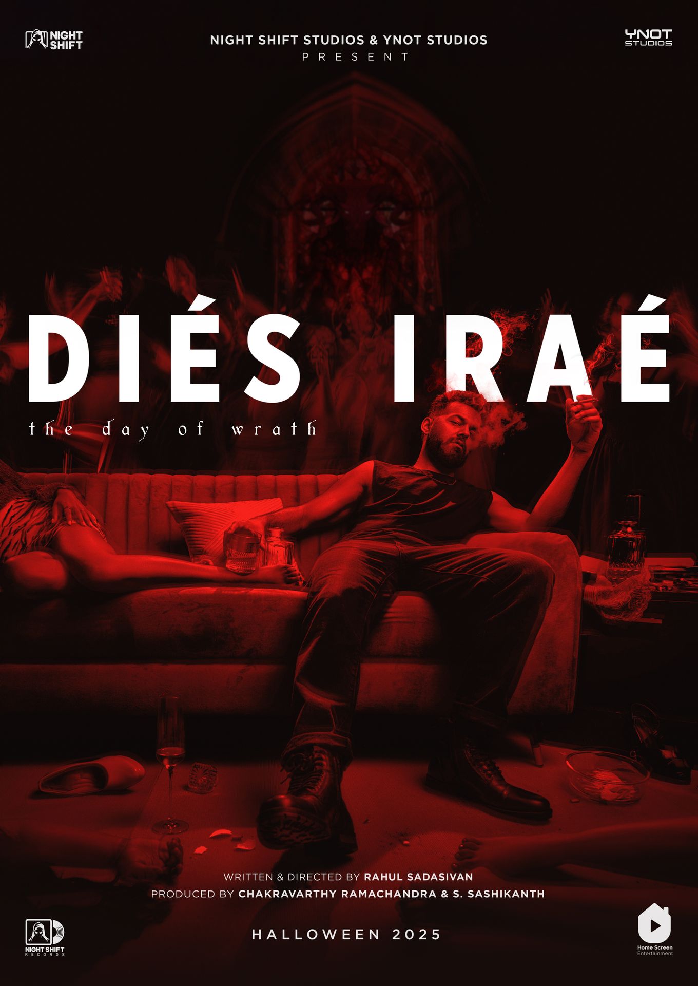 A movie poster of Dies Irae. Starring Gibin Gopinath, Manohari Joy, Pranav  Mohanlal. Release date 31 10 2025.