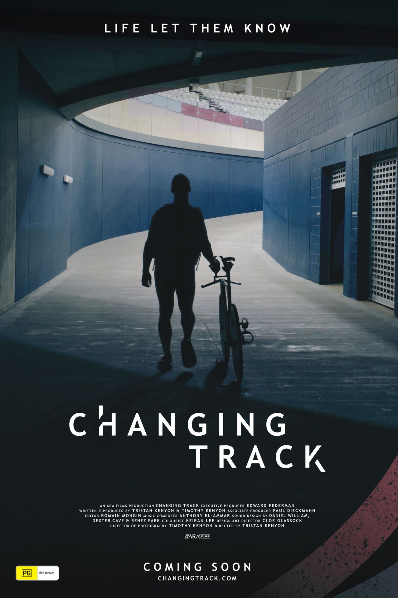 A movie poster of Changing Track. Starring Korey Boddington, Kane Perris, Emily Petricola. Release date 05 11 2025.