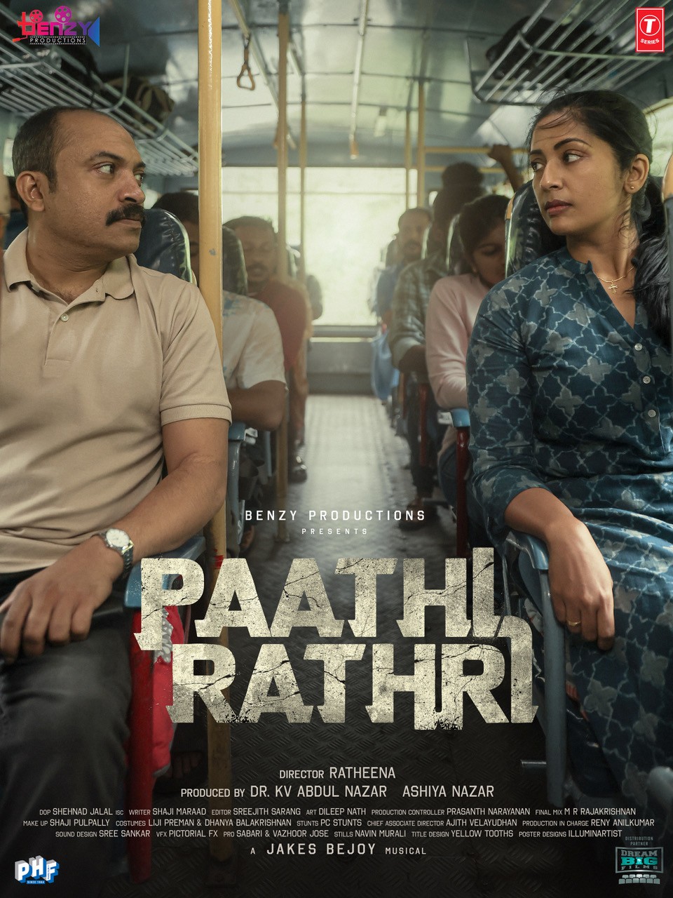 A movie poster of Paathirathri. Starring .