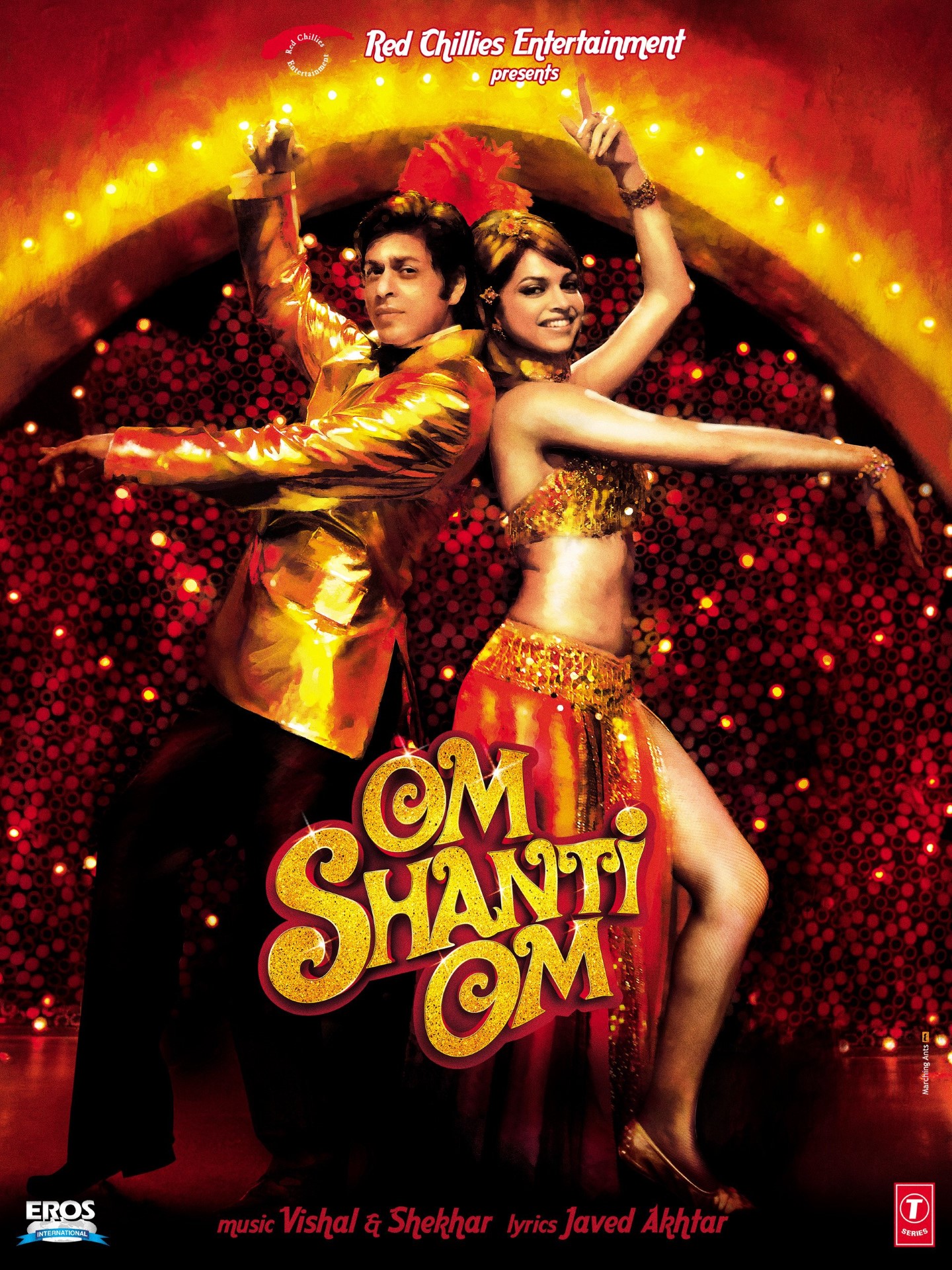 A movie poster of Om Shanti Om. Starring .
