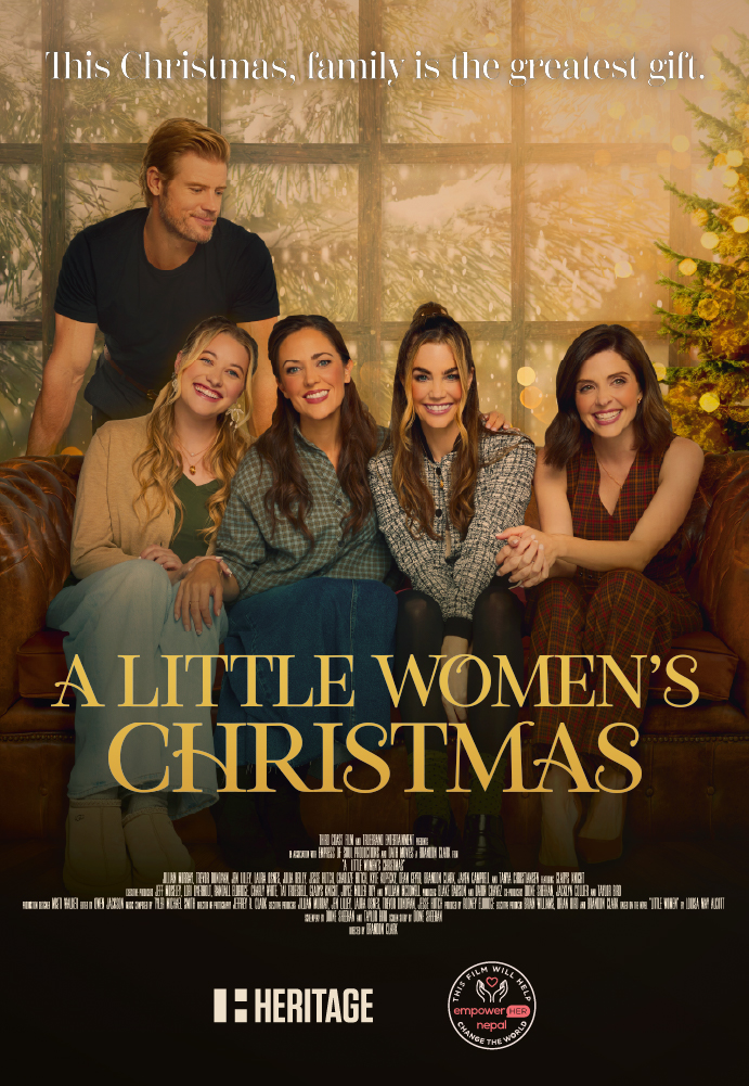 A movie poster of A Little Women's Christmas. Starring Jen Lilley,Jillian Murray,Trevor Donovan.