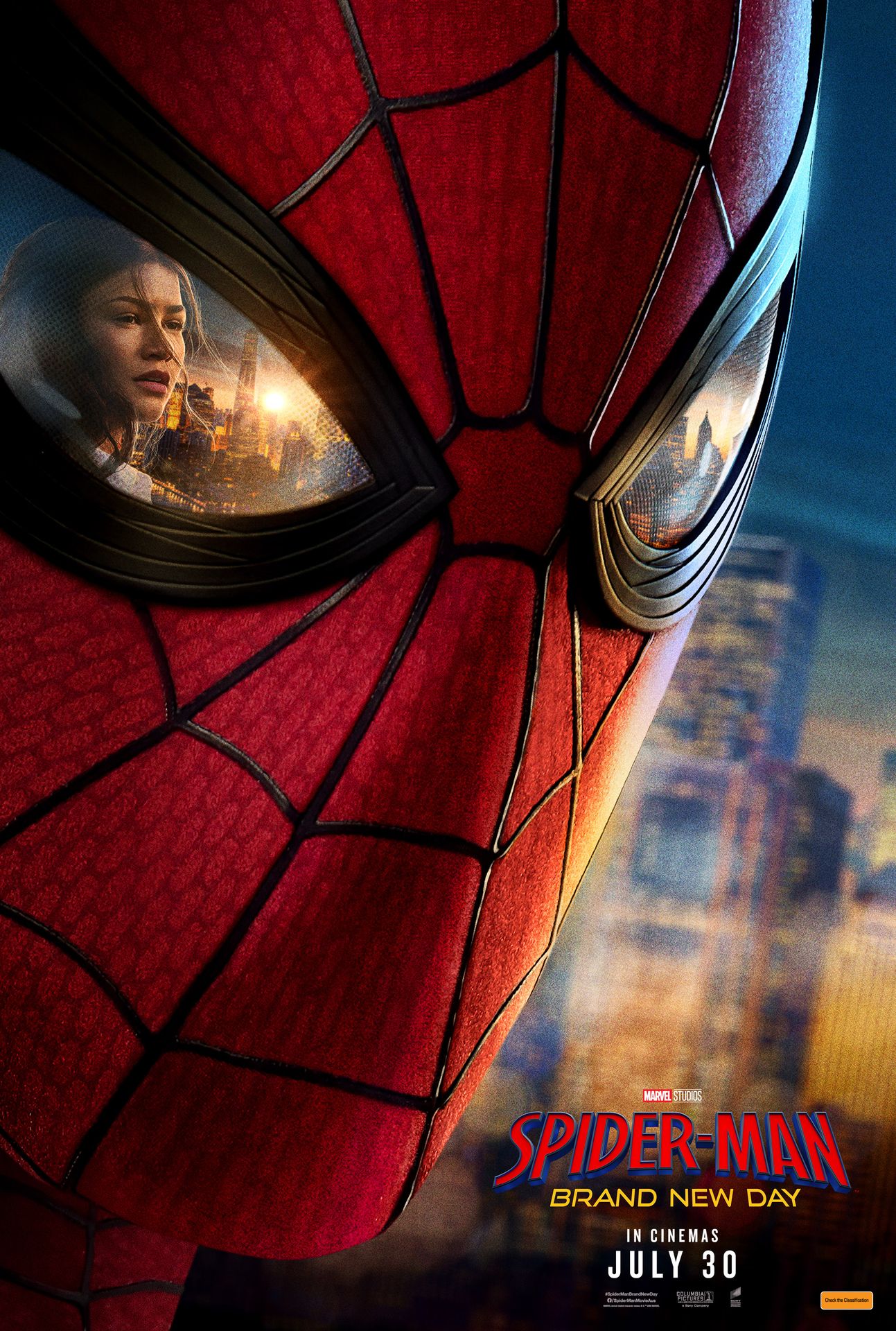 A movie poster of Spider-Man: Brand New Day. Starring Zendaya, Tom  Holland, Sadie Sink. Release date 30 07 2026.