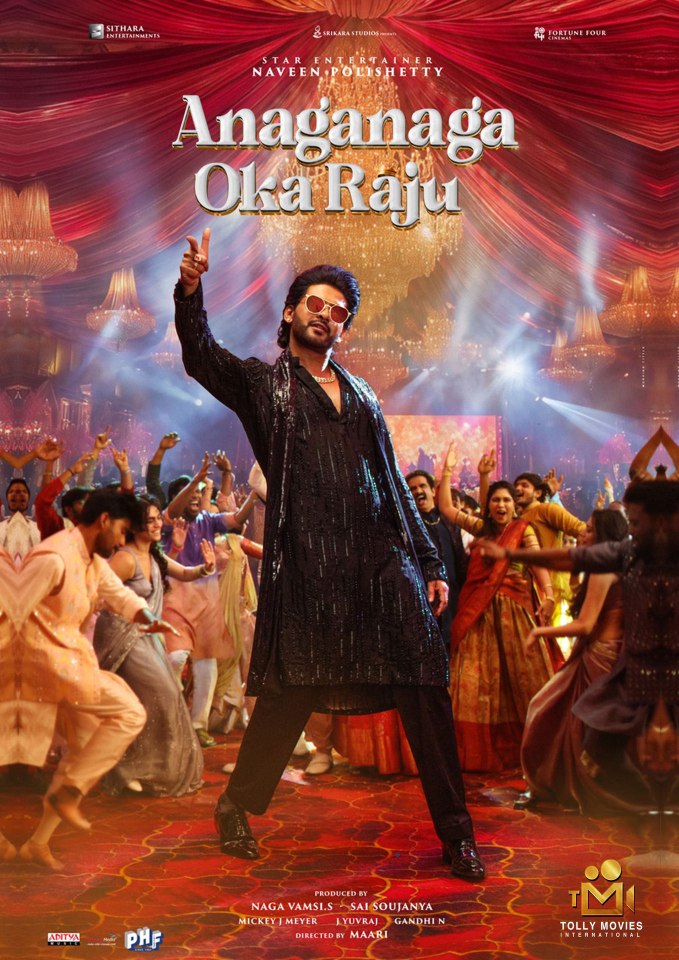 A movie poster of Anaganaga Oka Raju. Starring Meenakshi Chaudhary,Naveen Polishetty.