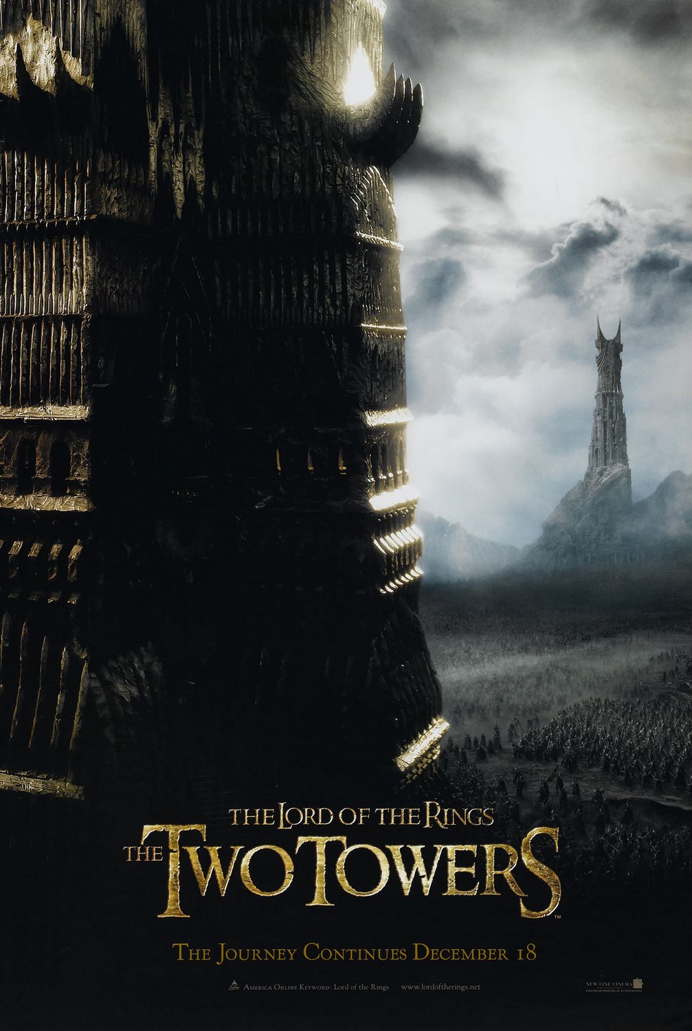 A movie poster of LOTR: The Two Towers (Re-Release).