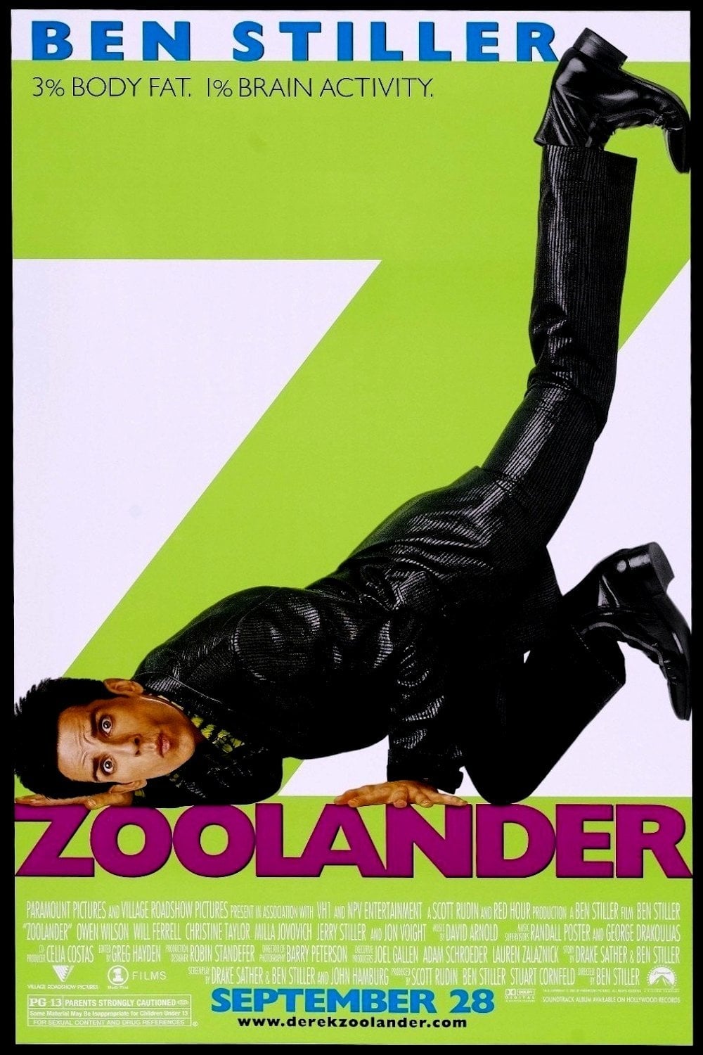 A movie poster of Zoolander (25th anniversary).