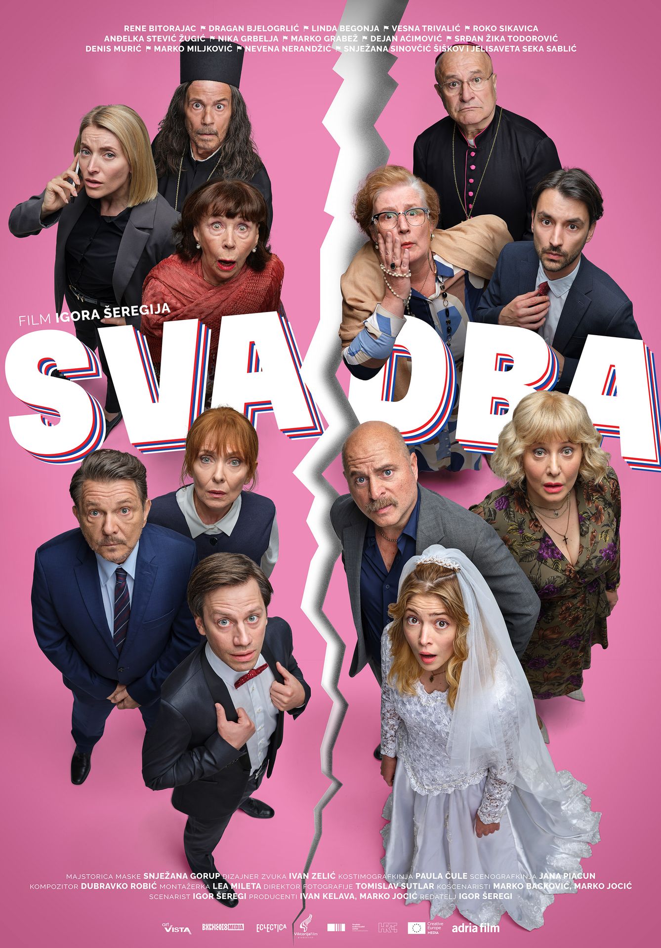 A movie poster of Svadba. Starring Andelka Stevic Zugic,Dejan Acimovic,Dragan Bjelogrlic,Linda Begonja,Marko Grabez,Nika Grbelja,Rene Bitorajac,Roko Sikavica,Srdan 'Zika' Todorovic,Vesna Trivalic.