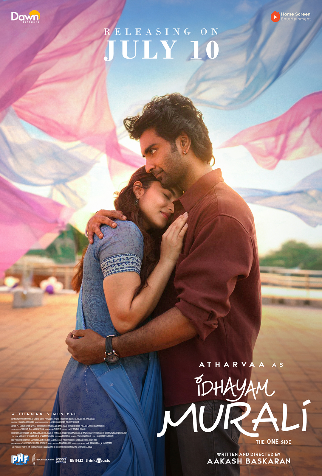 A movie poster of Idhayam Murali. Starring Fahadh Faasil, Jonita Gandhi, Anju Kurian, Kayadu Lohar, Preity Mukundhan, Atharvaa  Murali. Release date 10 07 2026.