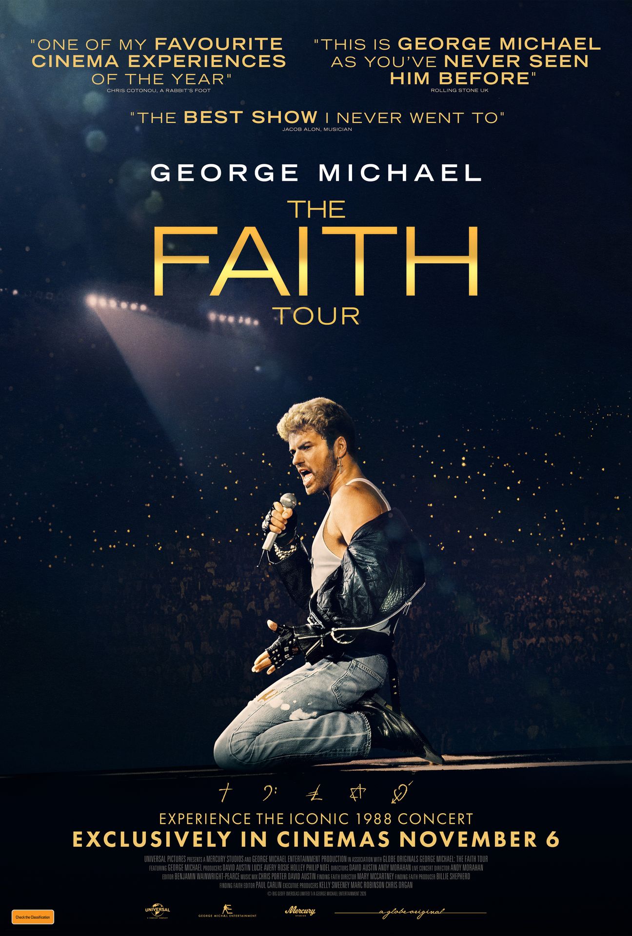 A movie poster of George Michael: The Faith Tour.