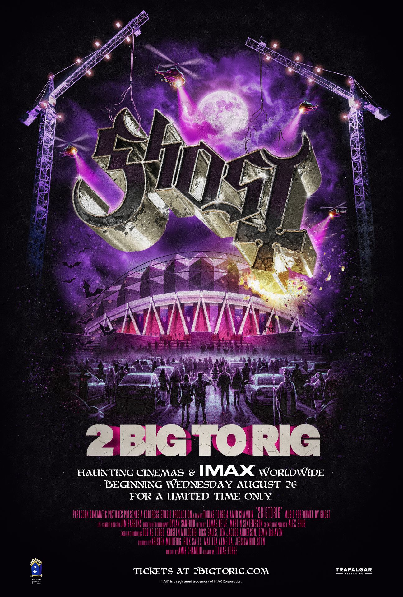 A movie poster of GHOST: 2 Big to Rig. Starring GHOST. Release date 26 08 2026.