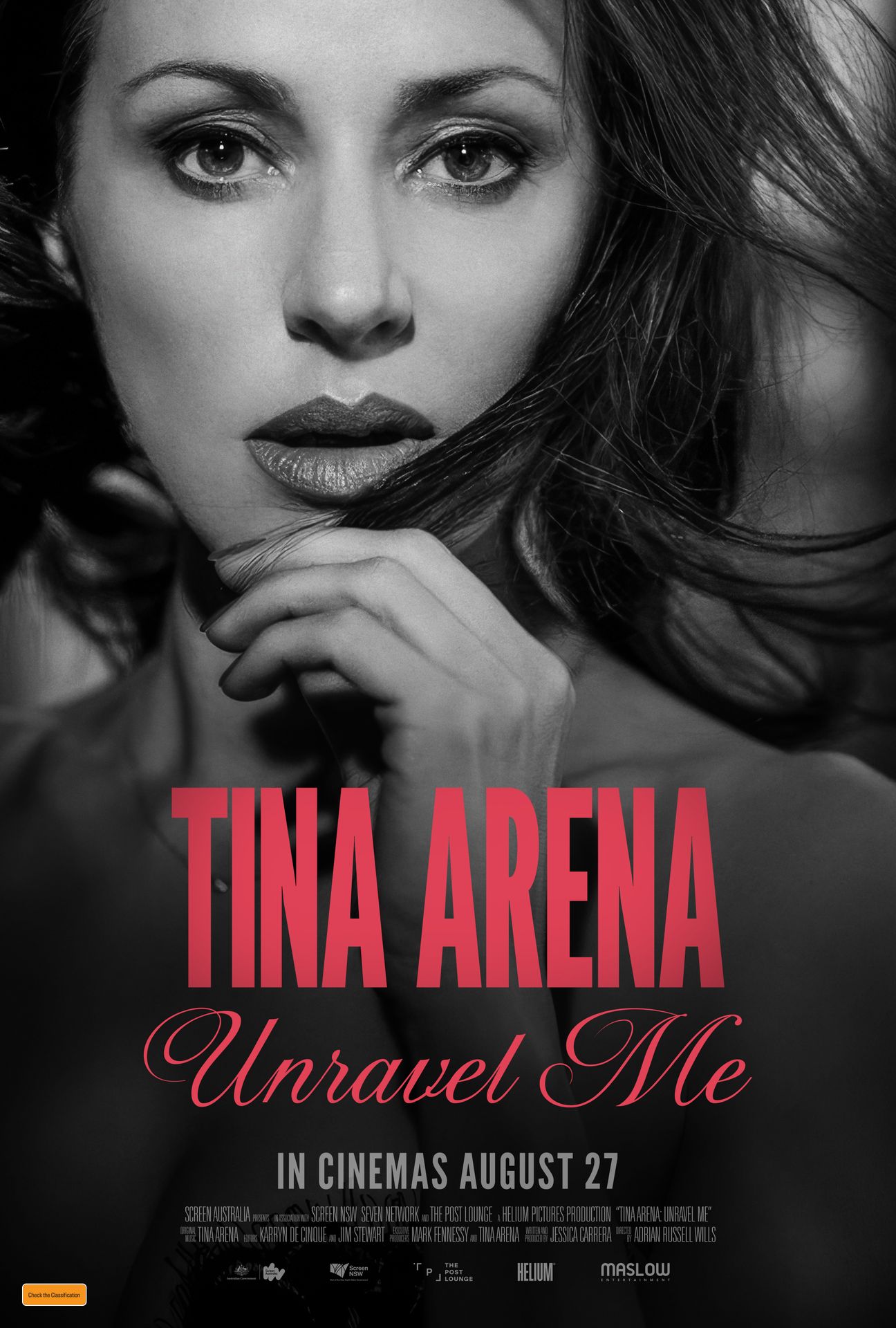 A movie poster of Tina Arena: Unravel Me.