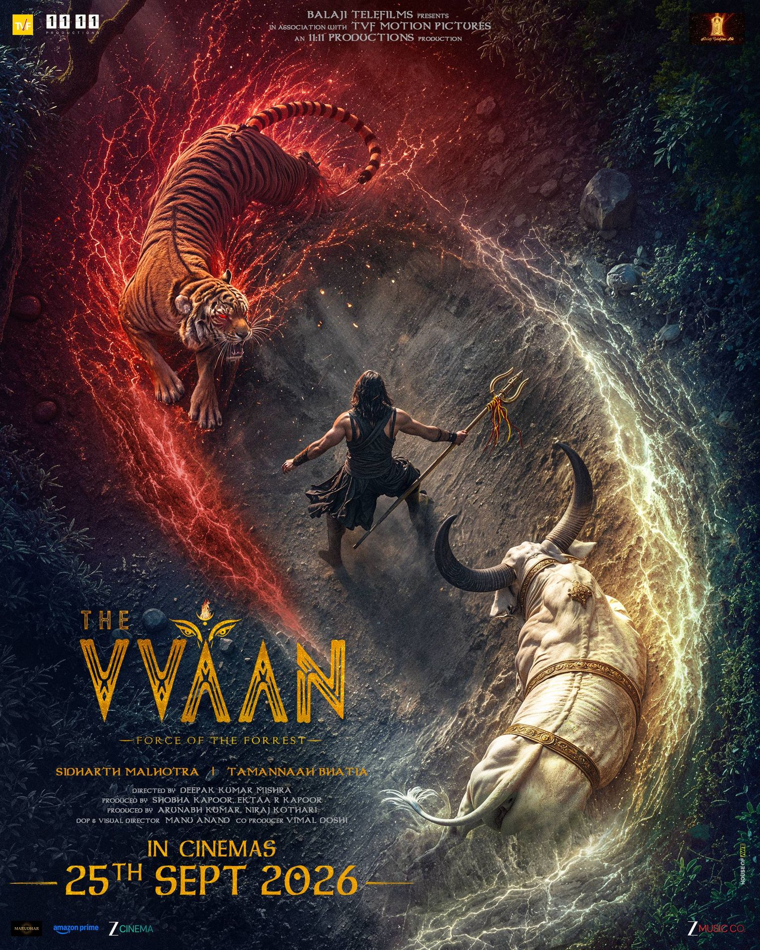 A movie poster of The Vvaan: Force of the Forrest.