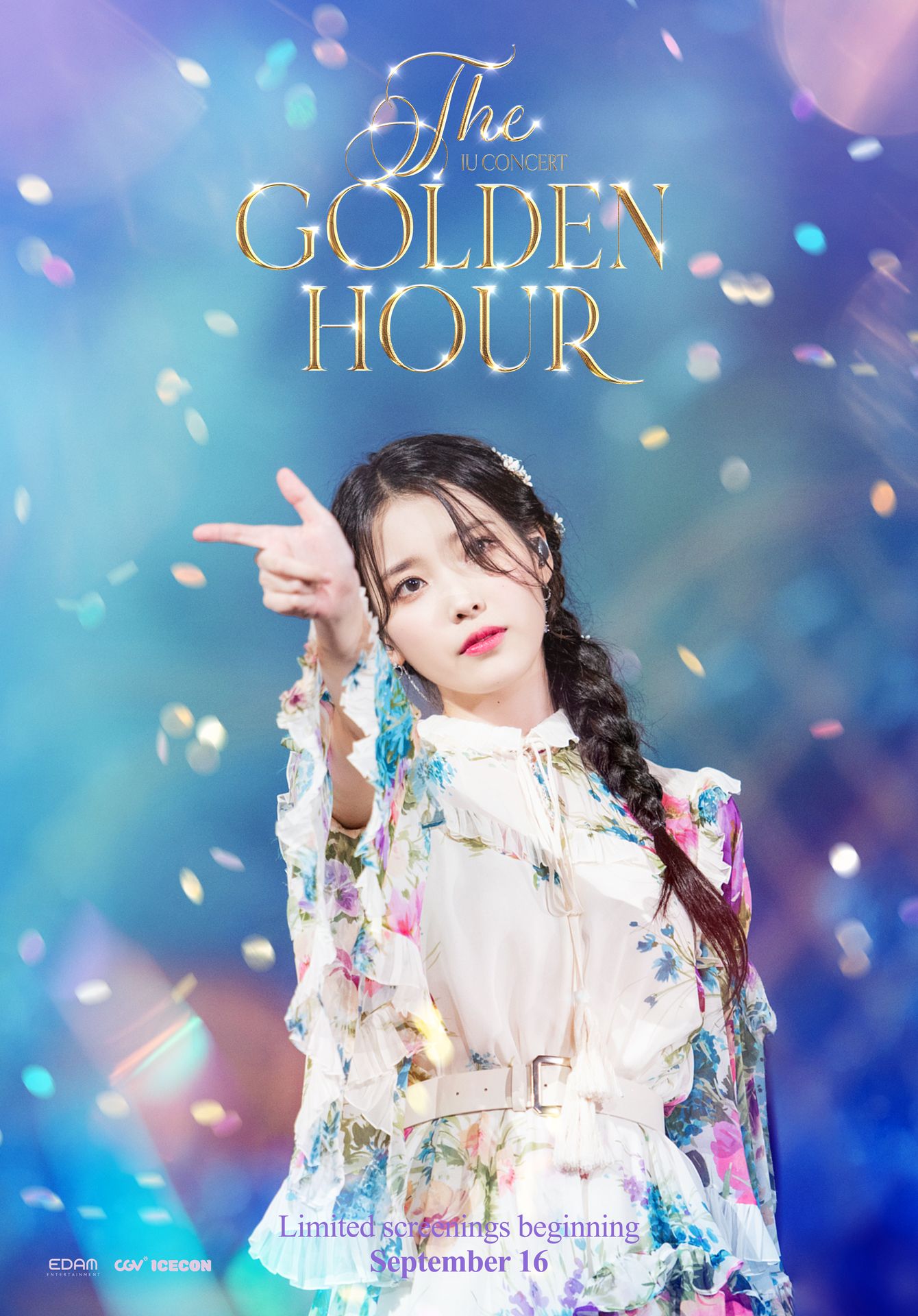 A movie poster of IU Concert: The Golden Hour (Re-Release).