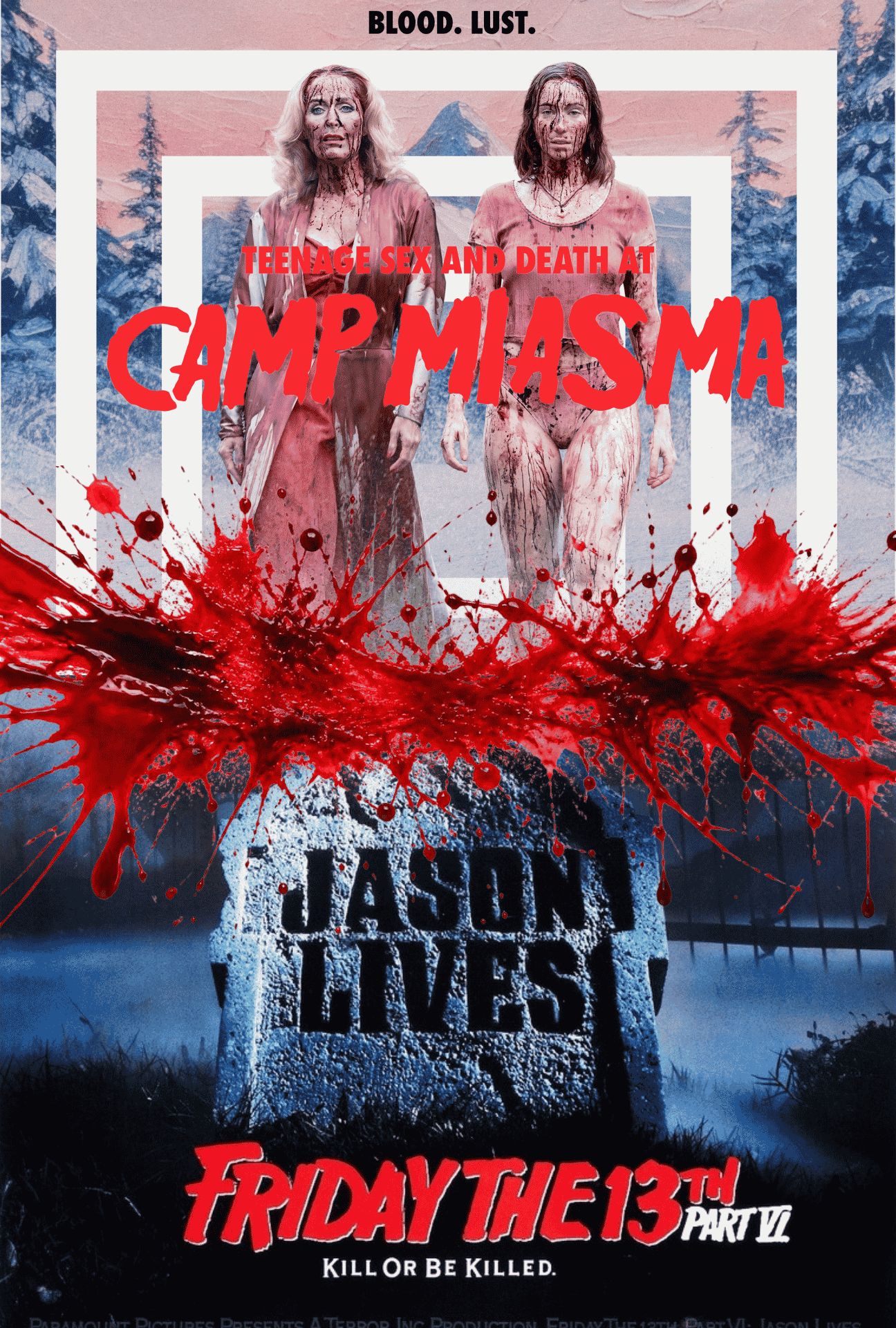 A movie poster of Camp Miasma + Jason Lives double feature.