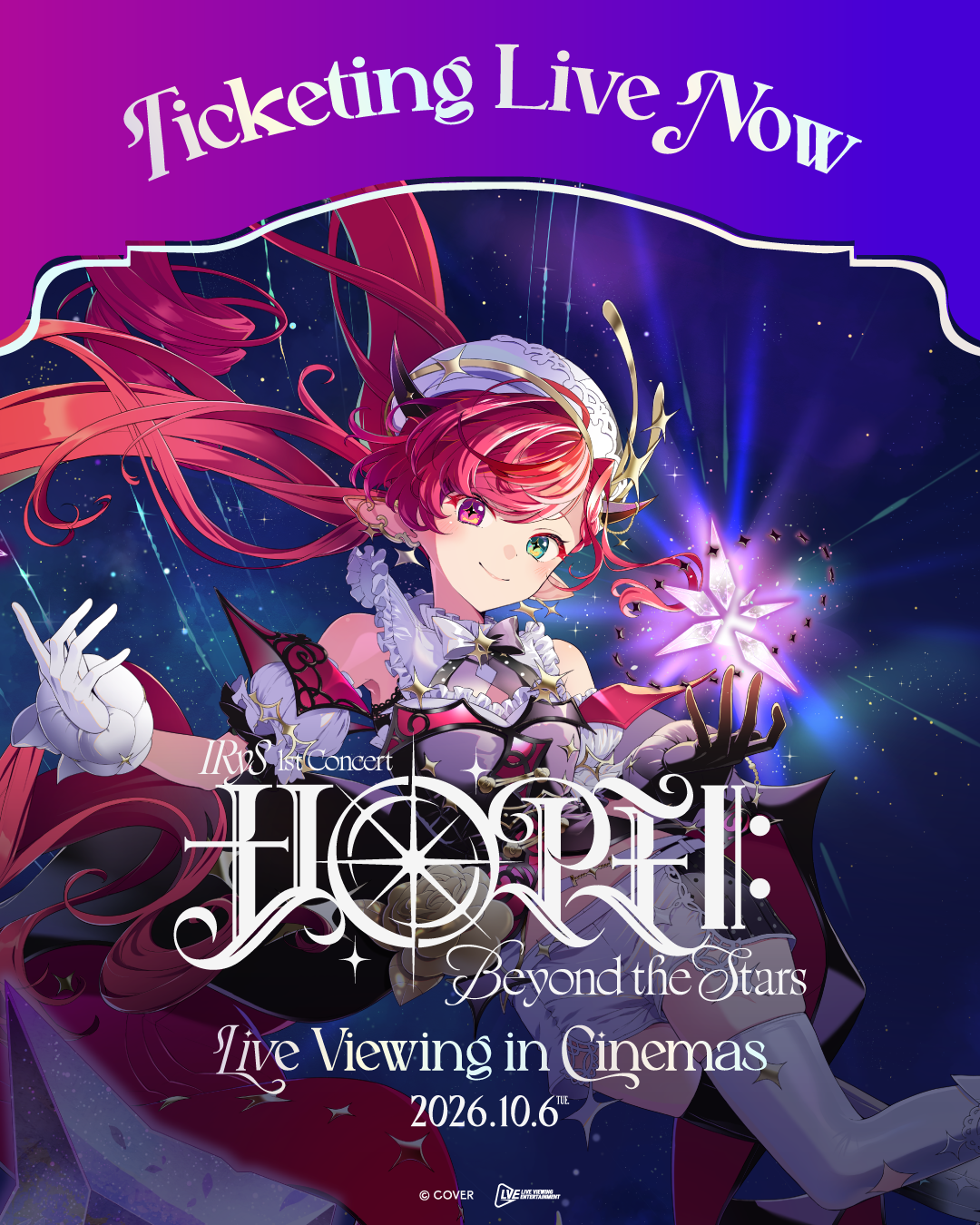 A movie poster of IRyS 1st Concert HOPE II: Beyond the Stars - LIVE.
