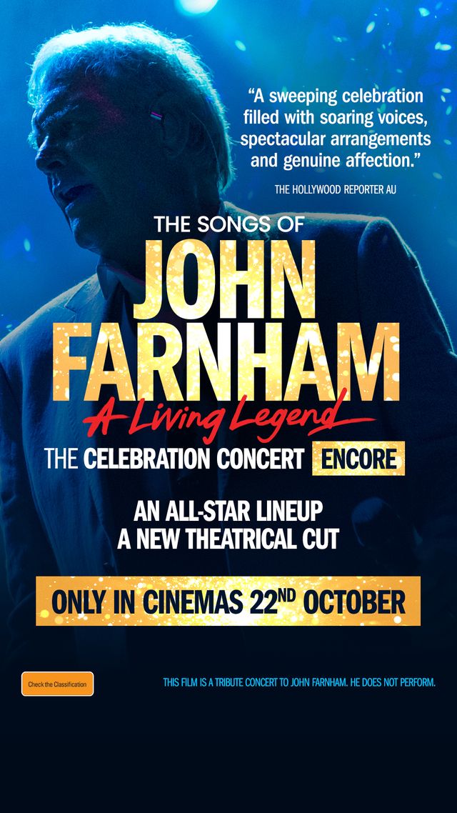 A movie poster of The Songs of John Farnham: The Celebration Concert.